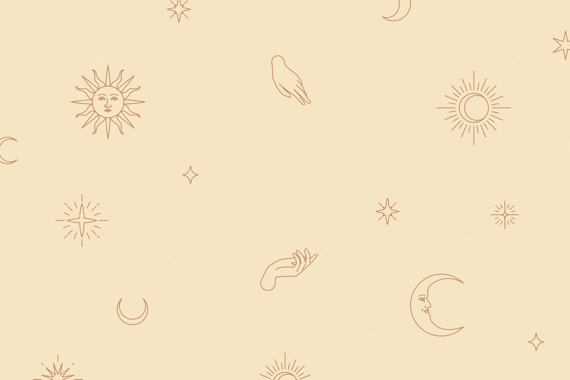 Free Vector. Cute celestial icon vector linear drawing background