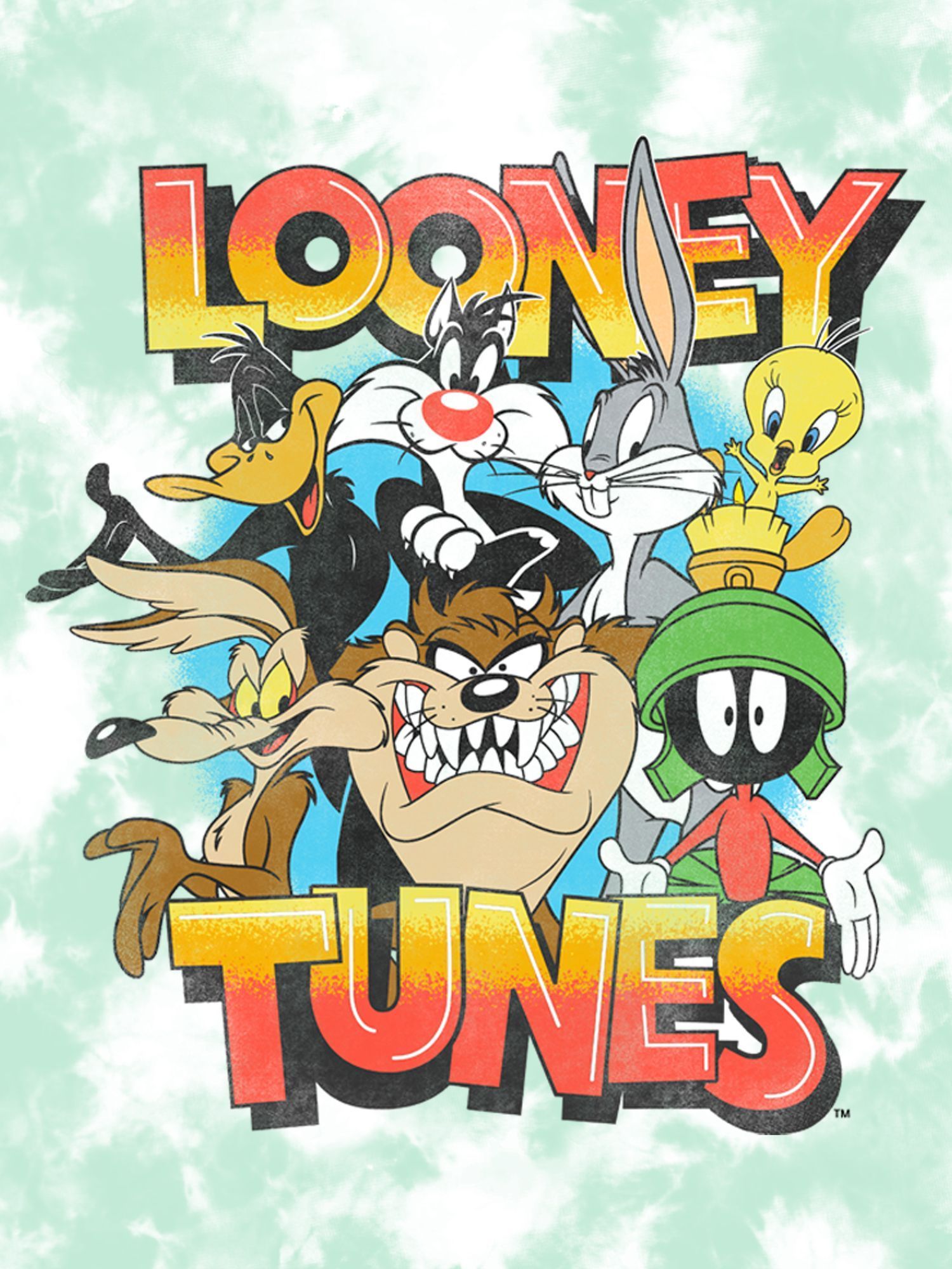 Looney Tunes Men's & Big Men's Cast Sunset Tie Dye Graphic Tee