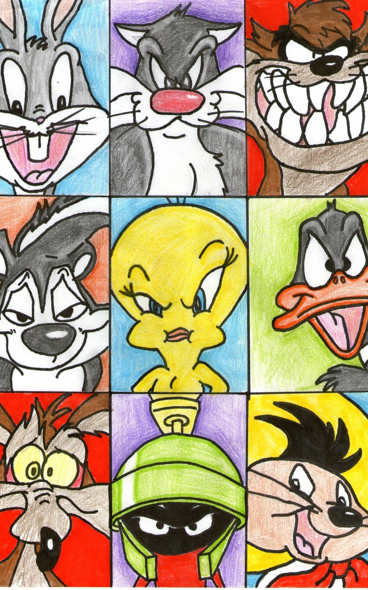 A drawing of the Looney Tunes characters. - Looney Tunes