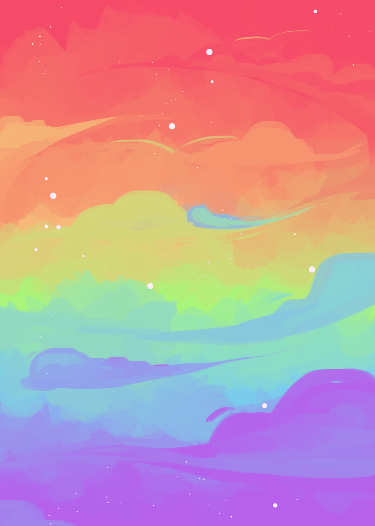 A painting of the sky with clouds and rainbow - Pastel rainbow, pride, gay