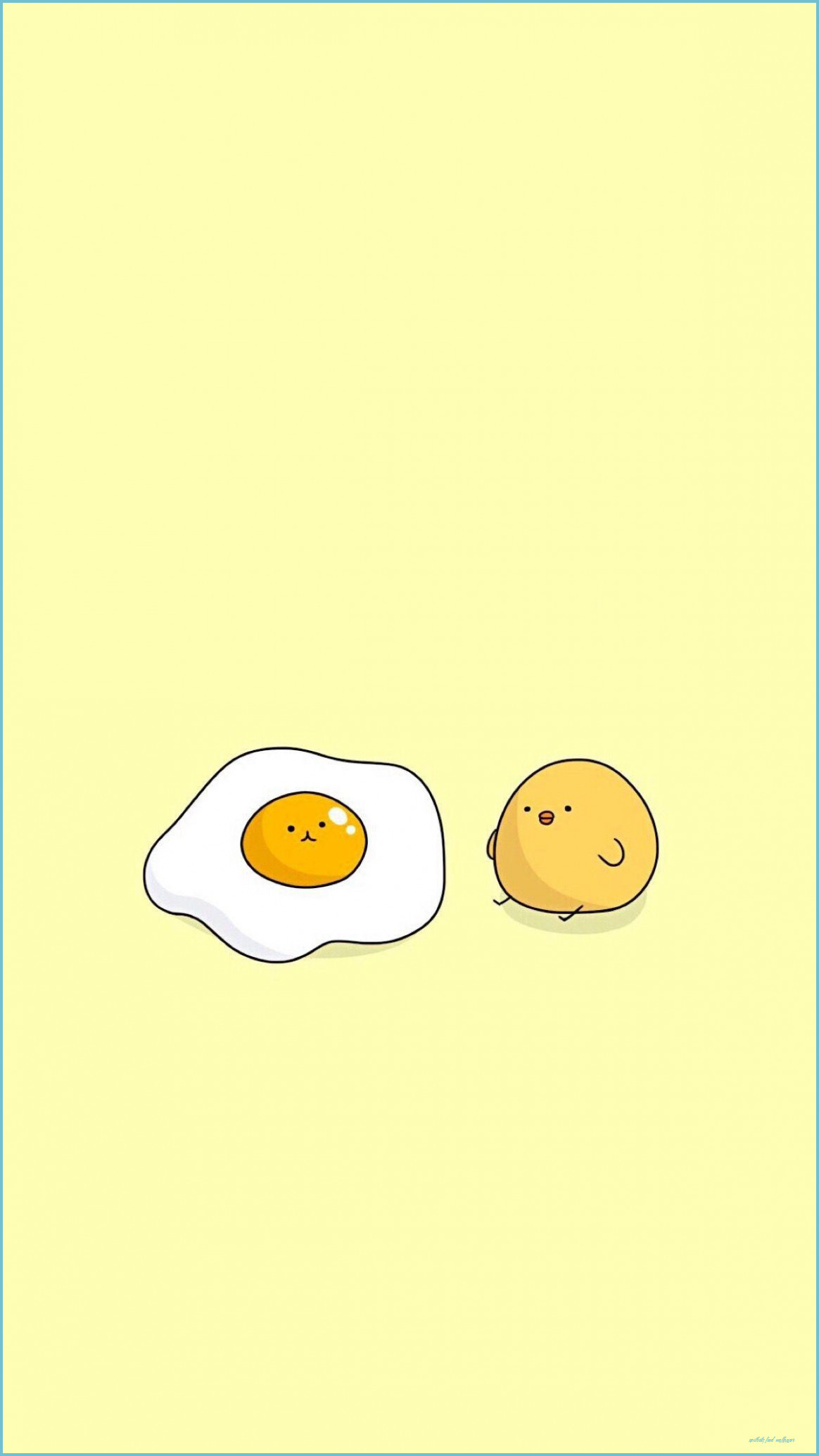Cute yellow wallpaper with a fried egg and a potato - Food