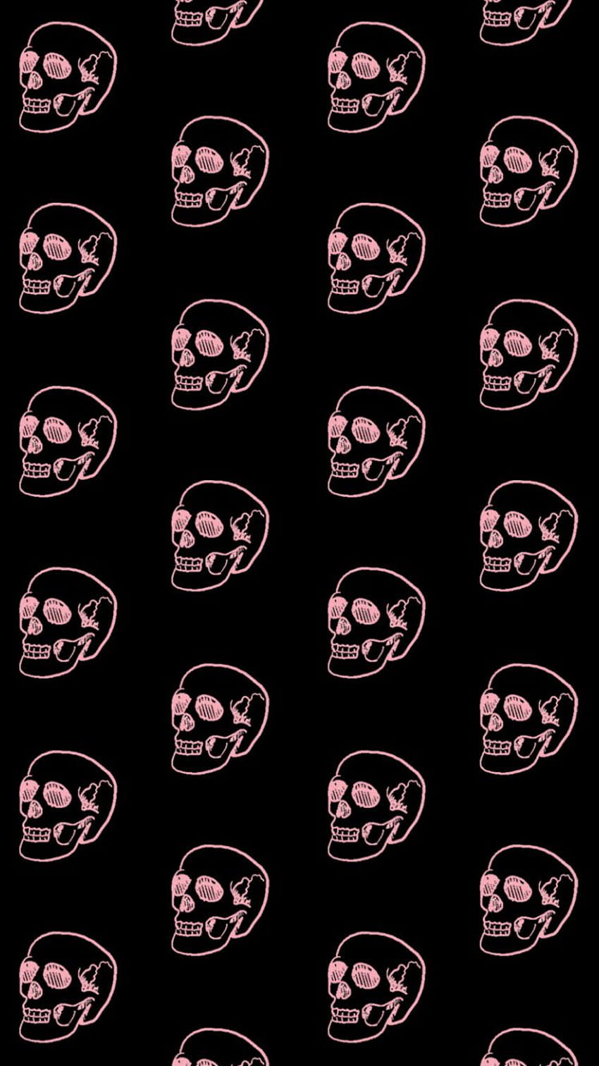 Wallpaper background phone pink black skull pattern cute aesthetic background phone wallpaper pink black skull pattern cute aesthetic - Gothic, horror