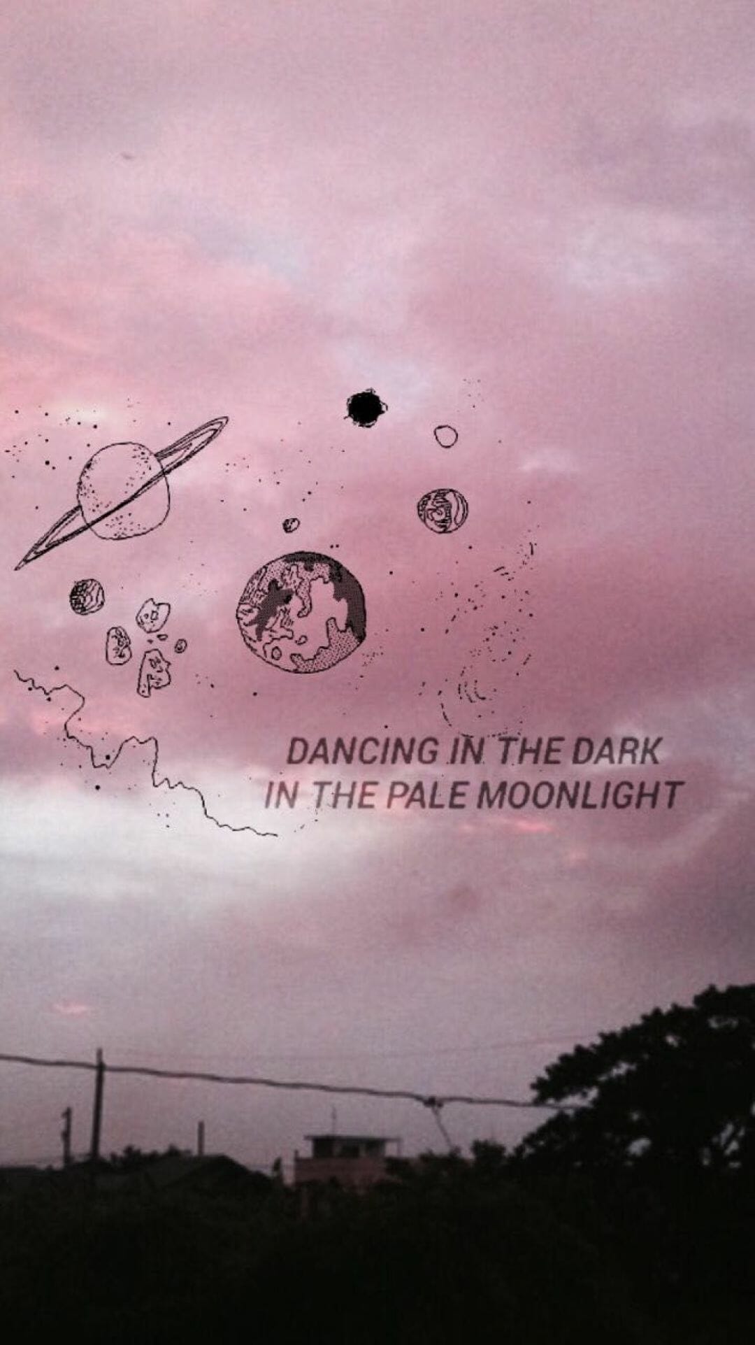 A poster with the words dancing in dark and pink moon - Gothic