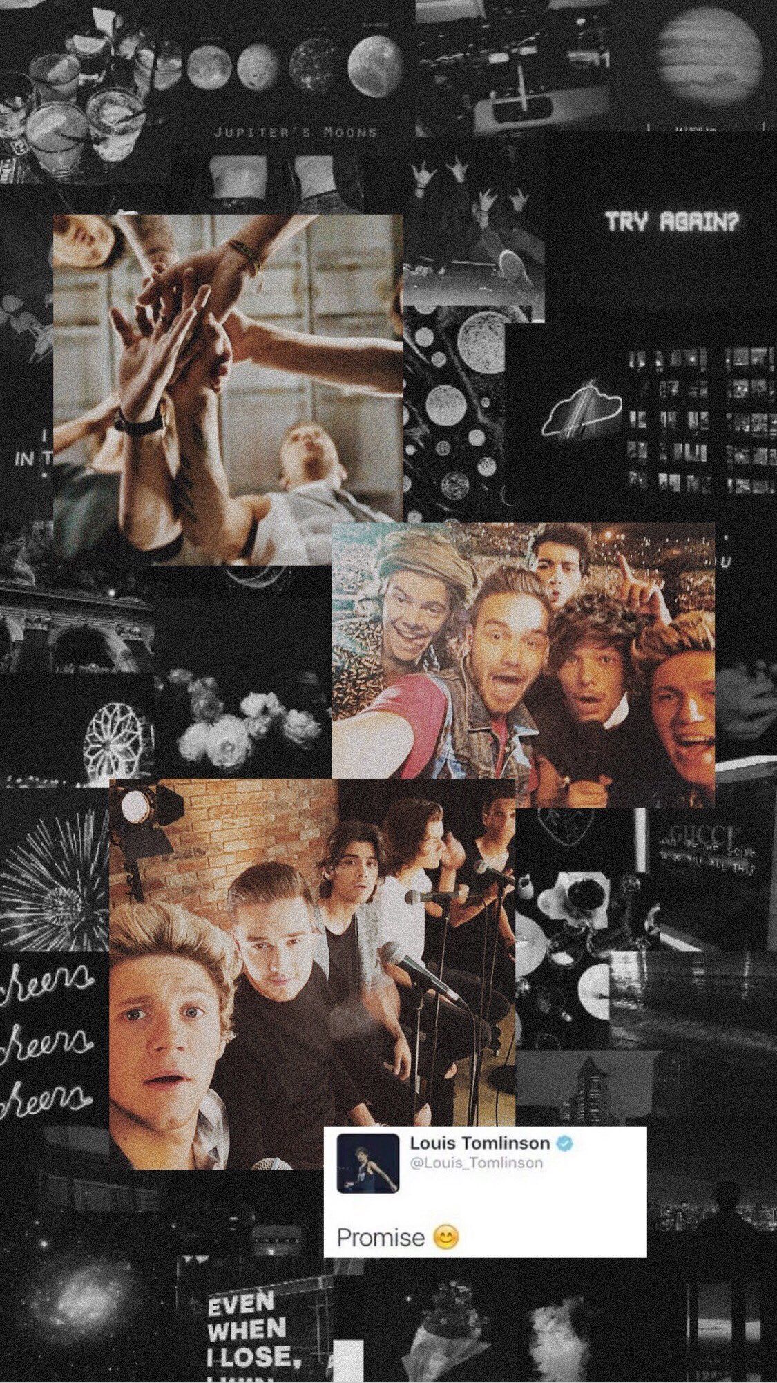 I made a black and white one direction wallpaper! - One Direction