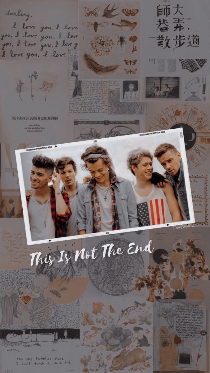 A collage of pictures with the words this is not an end - One Direction
