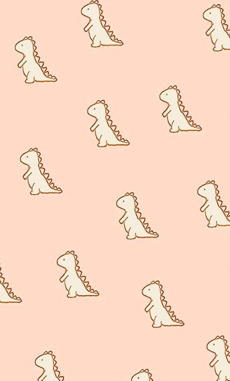 A pattern of baby dinosaurs on a pink background - Dinosaur