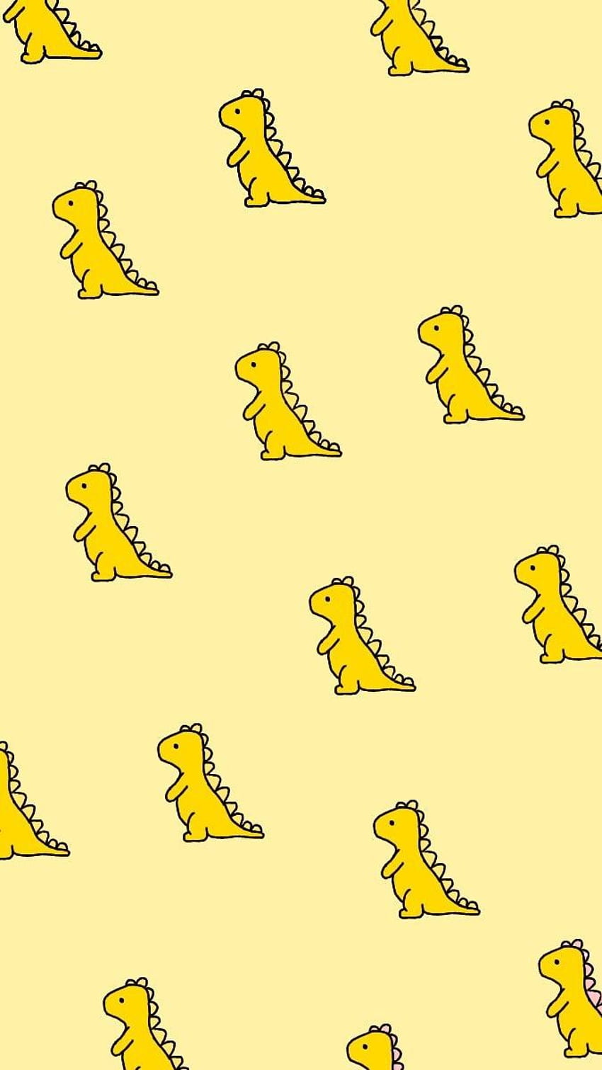 A pattern of yellow dinosaurs on beige background - Dinosaur