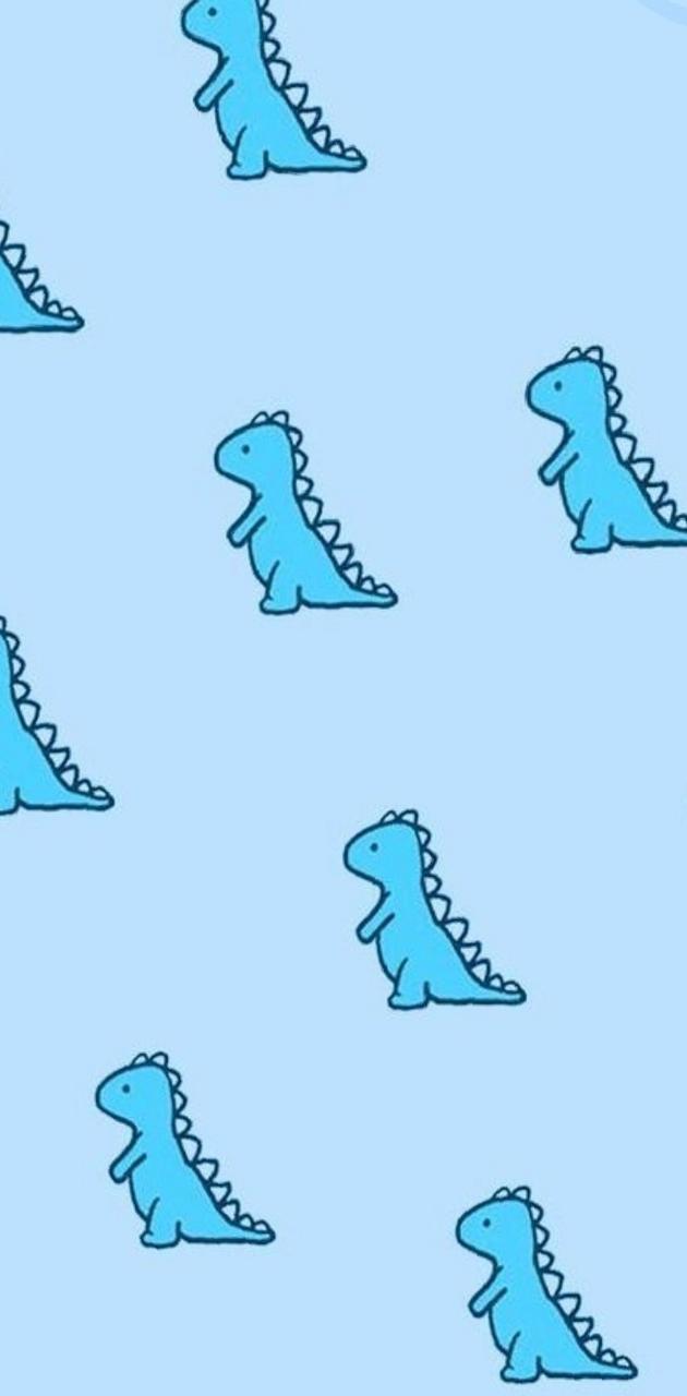 A blue dinosaur pattern on the wall - Dinosaur