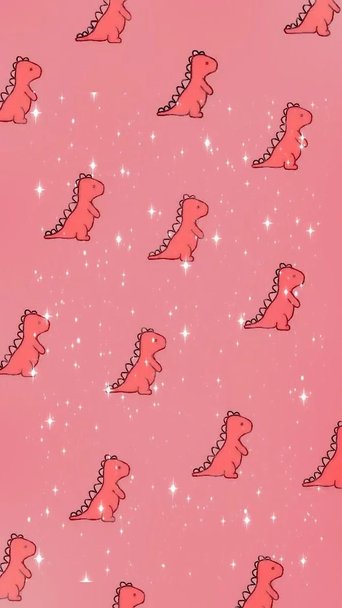 A pink background with baby dinosaurs and sparkles - Dinosaur