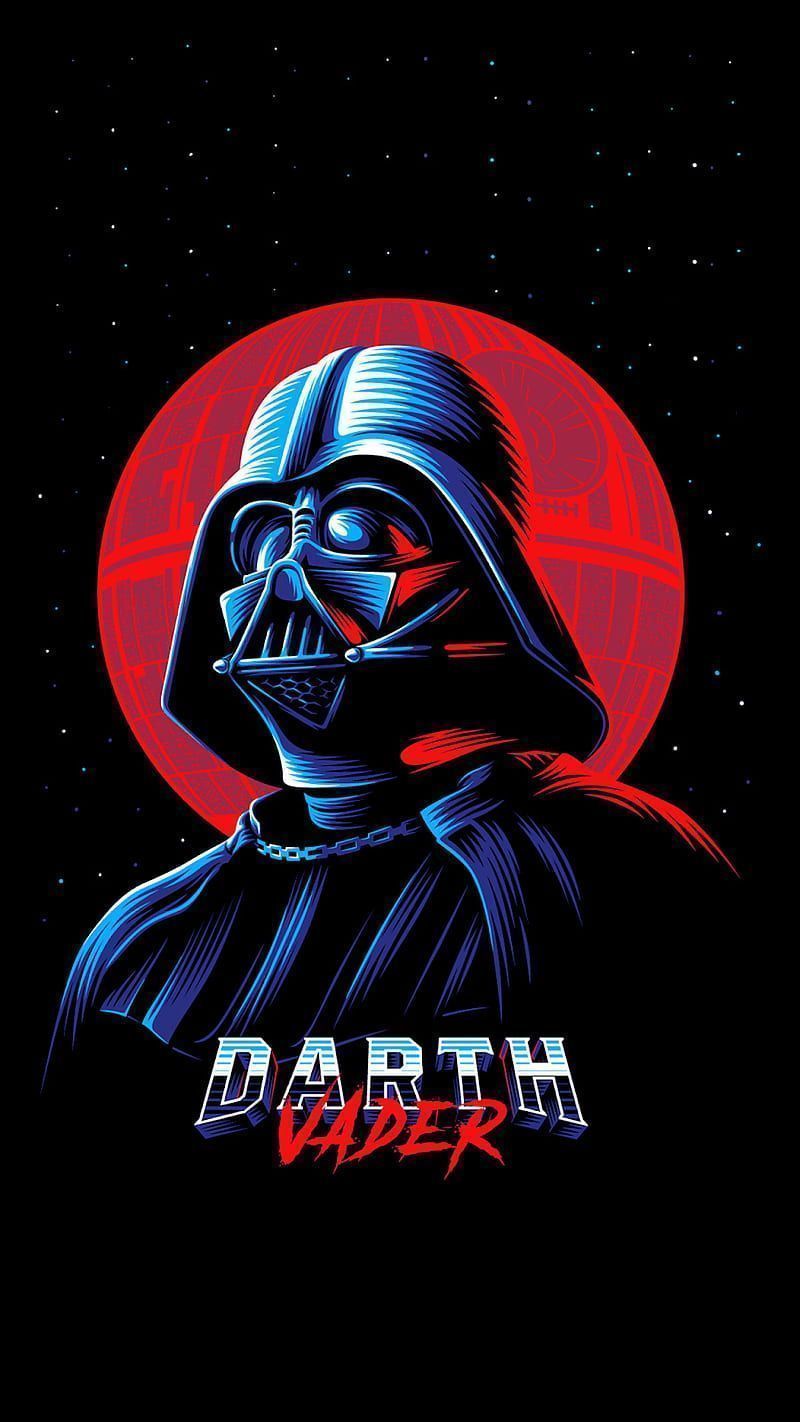 Darth Vader, 90s, aesthetic, amoled, retro, star, vaporwave, wars, HD phone wallpaper