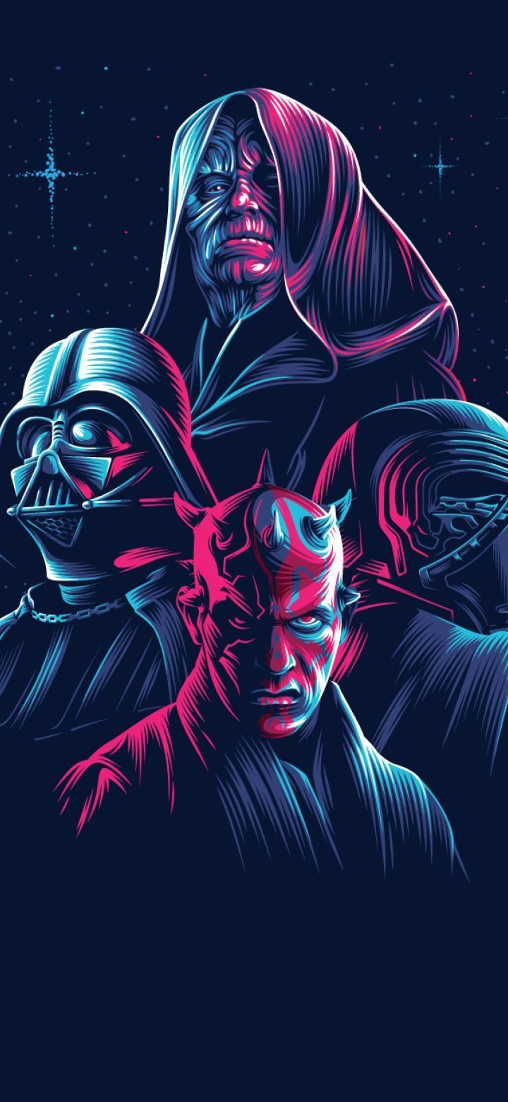 A poster of star wars characters in different colors - Star Wars, Darth Vader