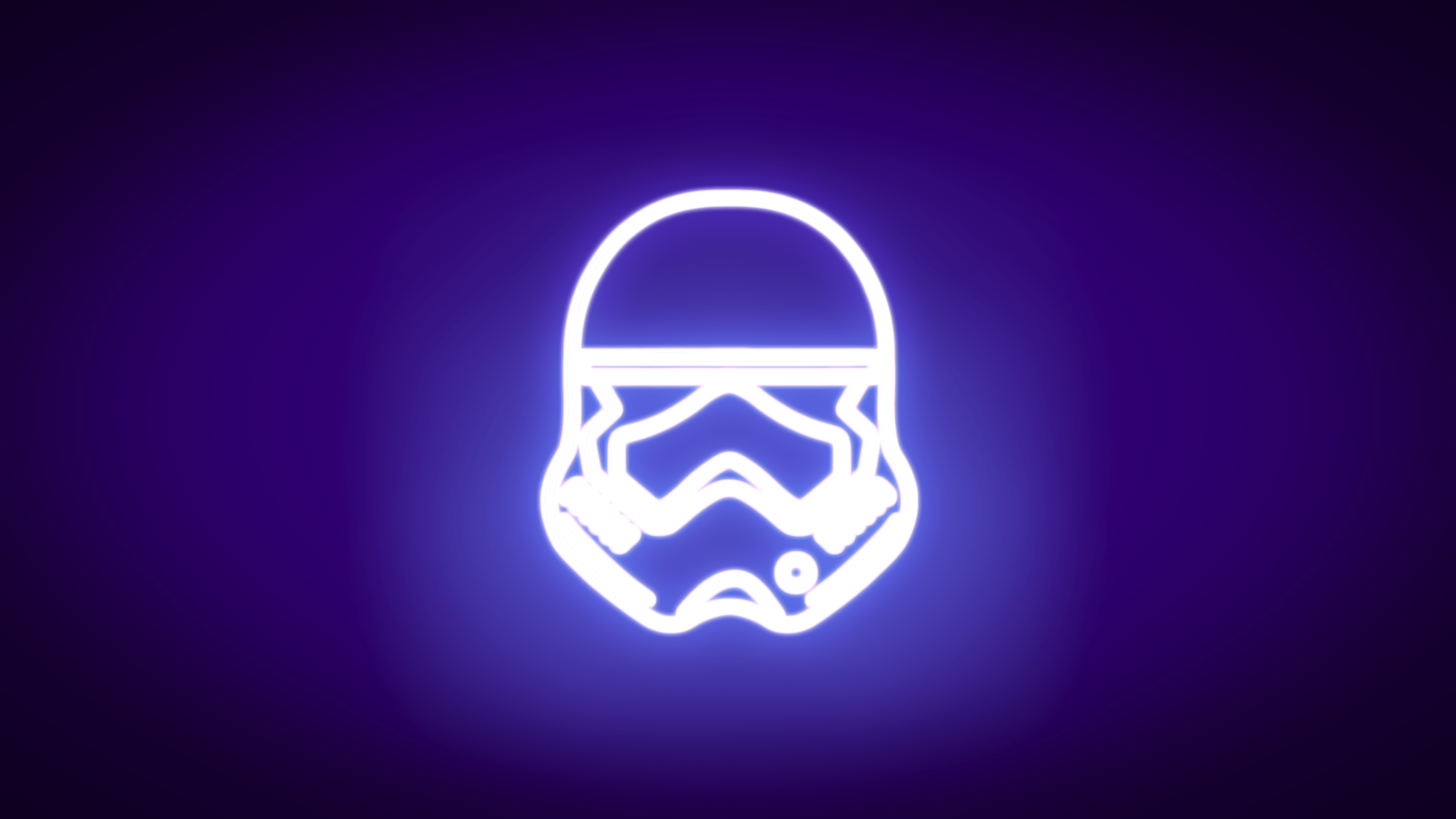 A neon trooper helmet on purple background - Star Wars