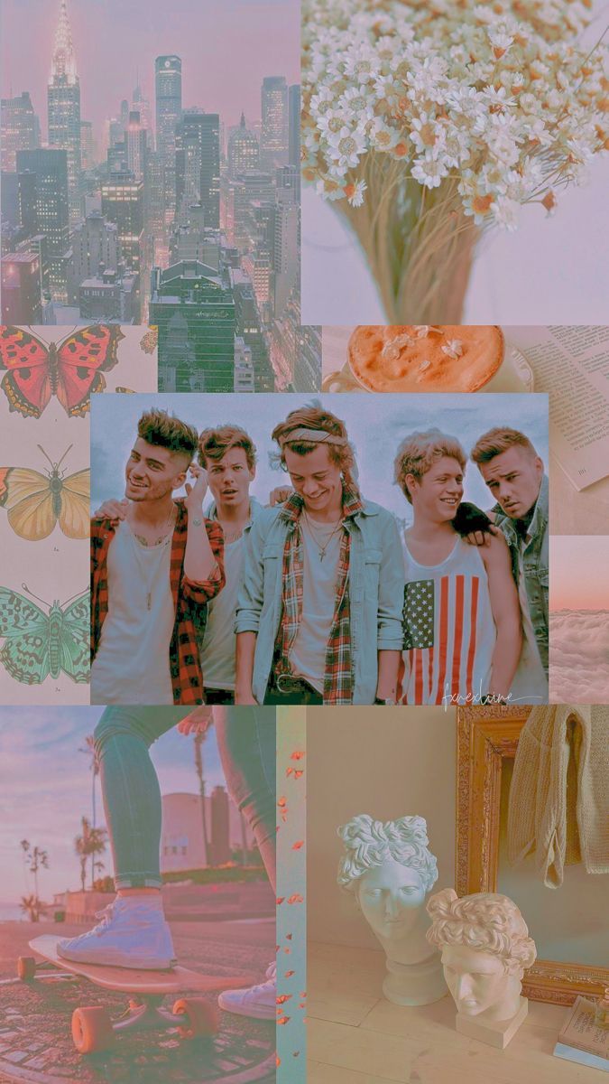 one direction aesthetic pastel collage wallpaper. One direction lockscreen, One direction wallpaper, Wallpaper