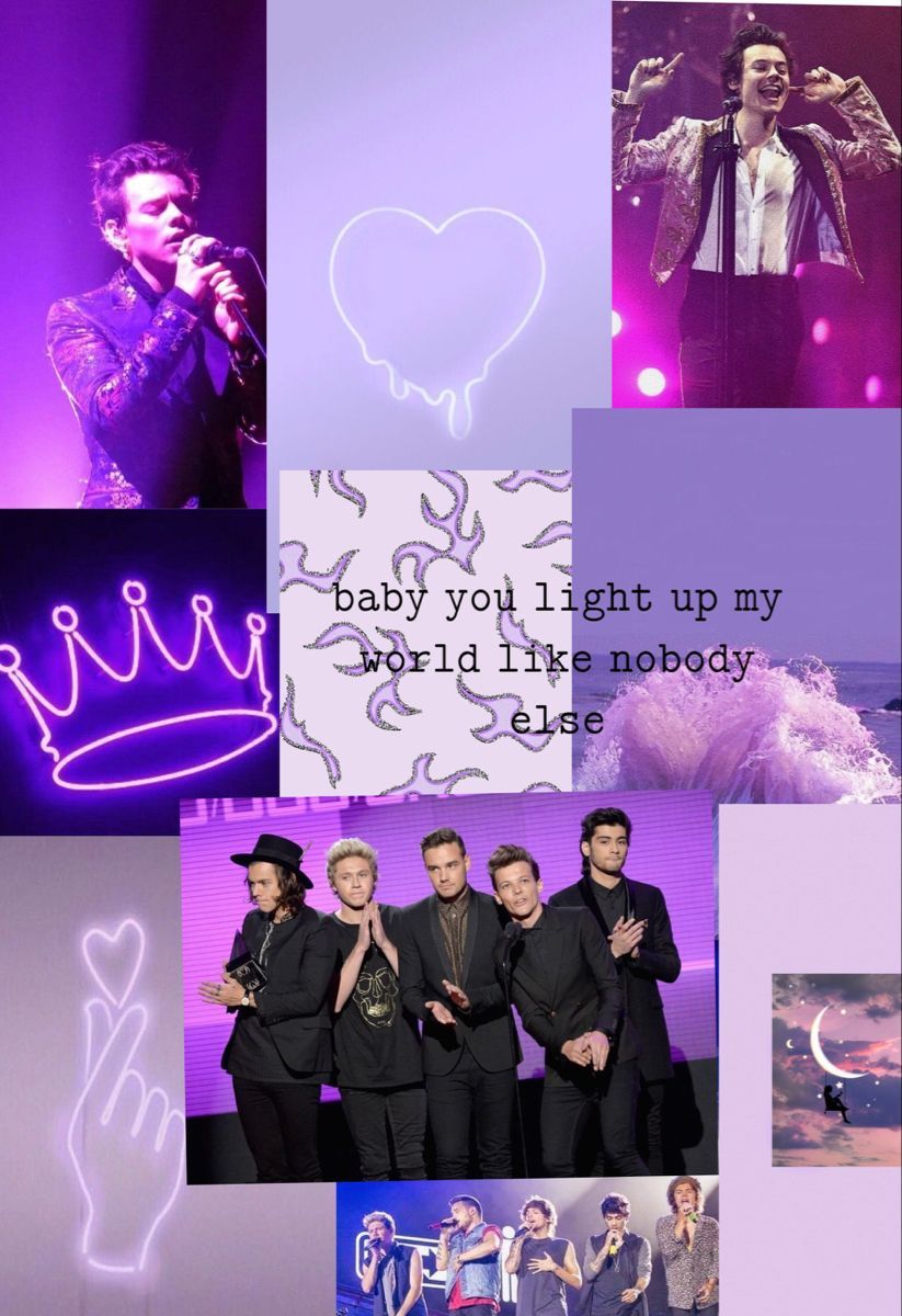 Purple One Direction and Harry styles wallpaper collage. One direction wallpaper, One direction lockscreen, One direction image