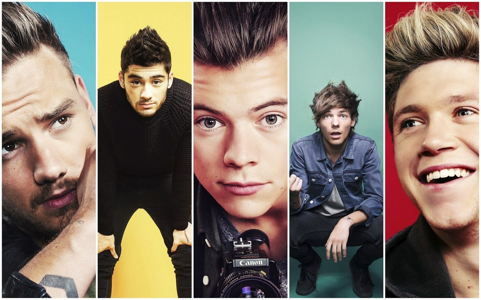 A collage of pictures with the same face - One Direction