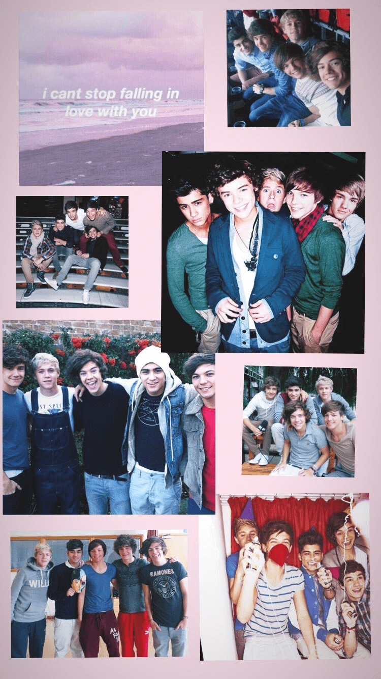 Collage of pictures of the band One Direction - One Direction
