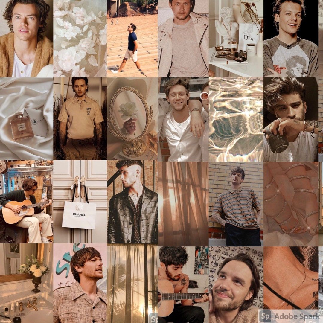 A collage of pictures with different people in them - One Direction