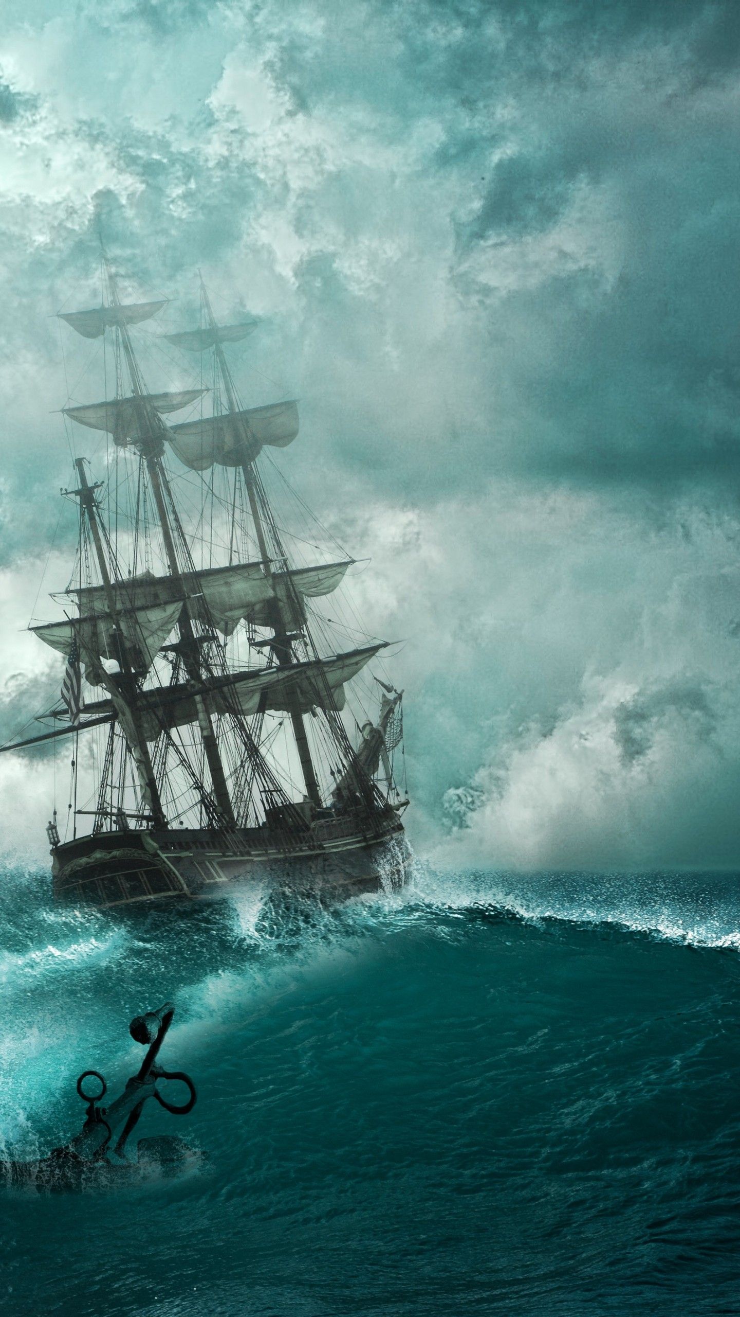 IPhone wallpaper with a ship in the ocean - Pirate
