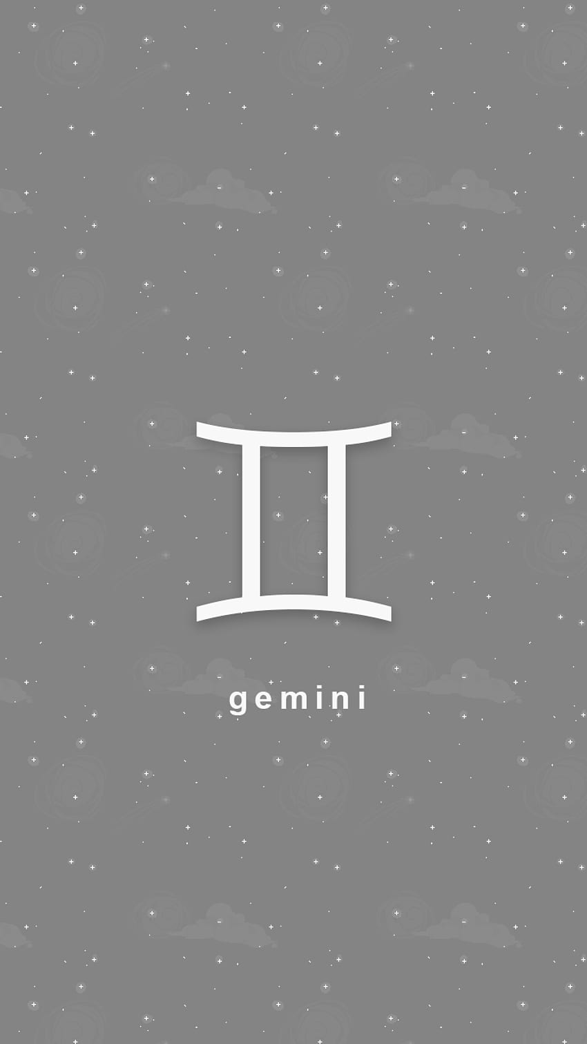 Gemini zodiac sign wallpaper for phone - white text on a grey background - Gemini