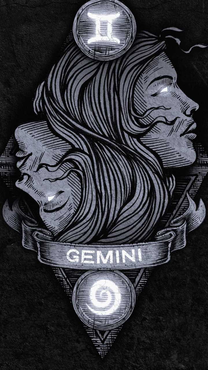 A horoscope sign of Gemini on a black background - Gemini