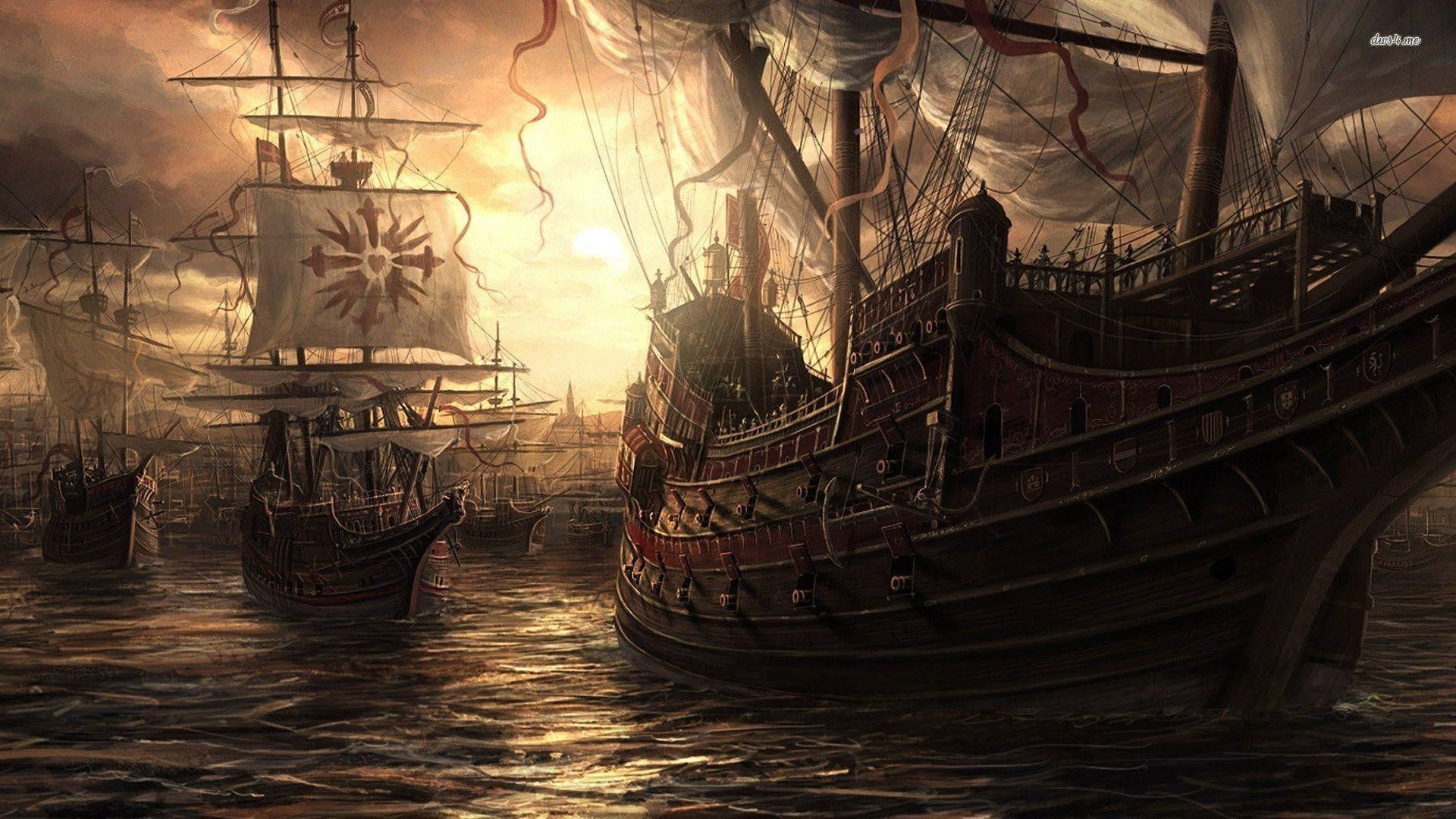 The battle of the ships wallpaper - 1193099 - Pirate