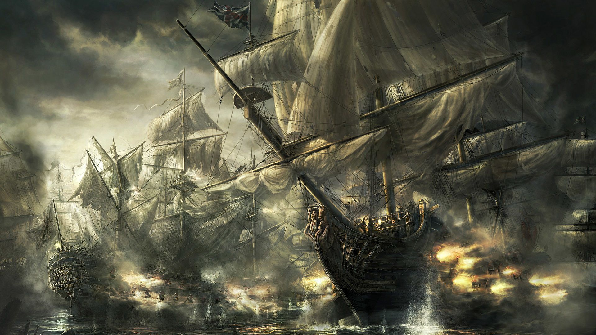 A battle between ships in the sea - Pirate