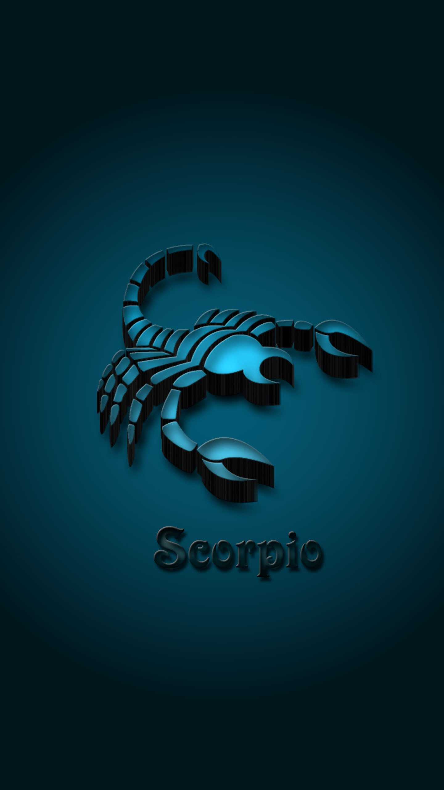 IPhone wallpaper with Scorpio symbol on a blue background - Scorpio