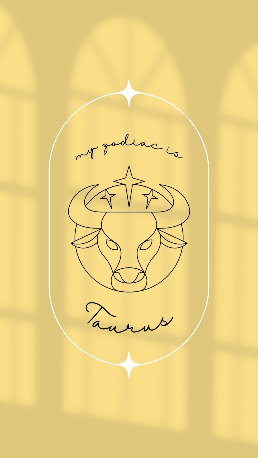 A yellow background with the bull symbol on it - Taurus