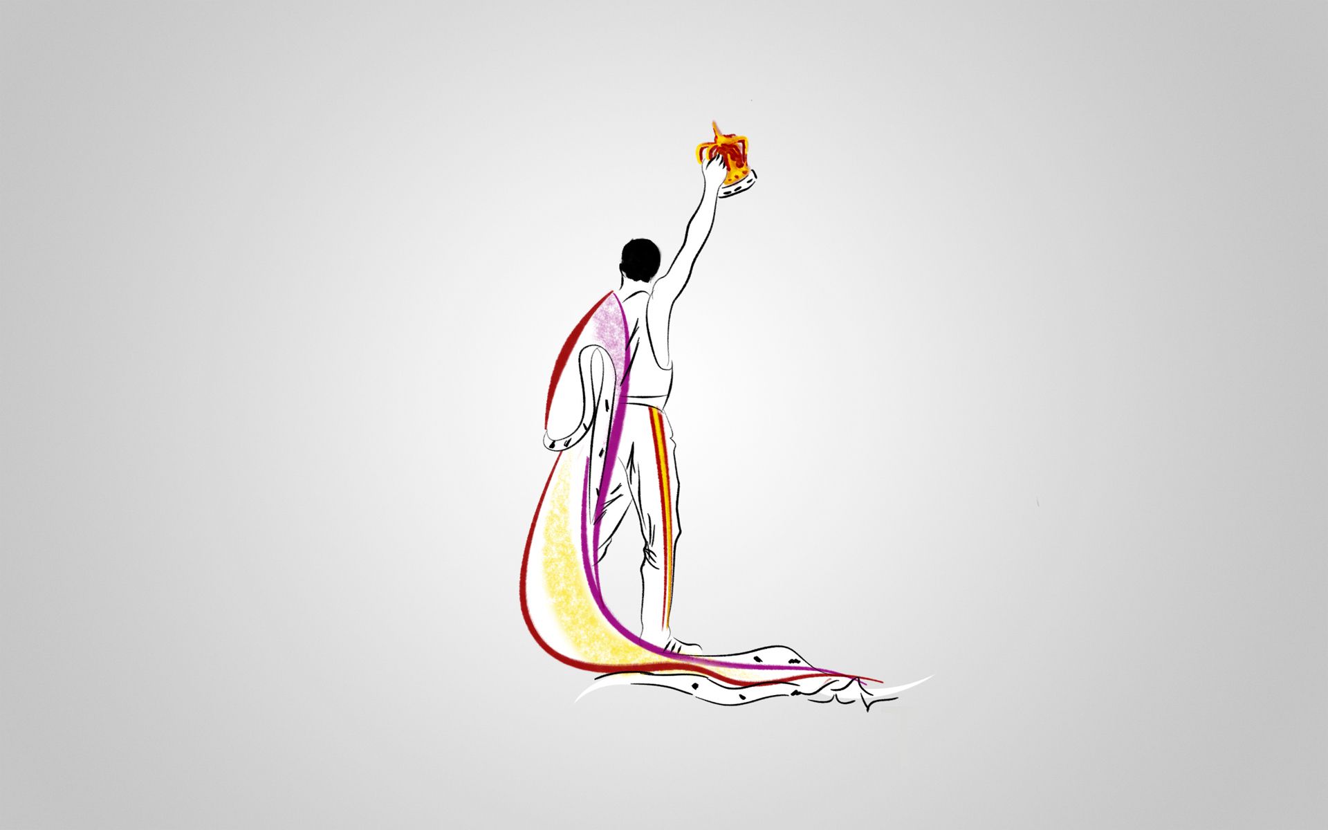 A drawing of an olympic torch with flames - 