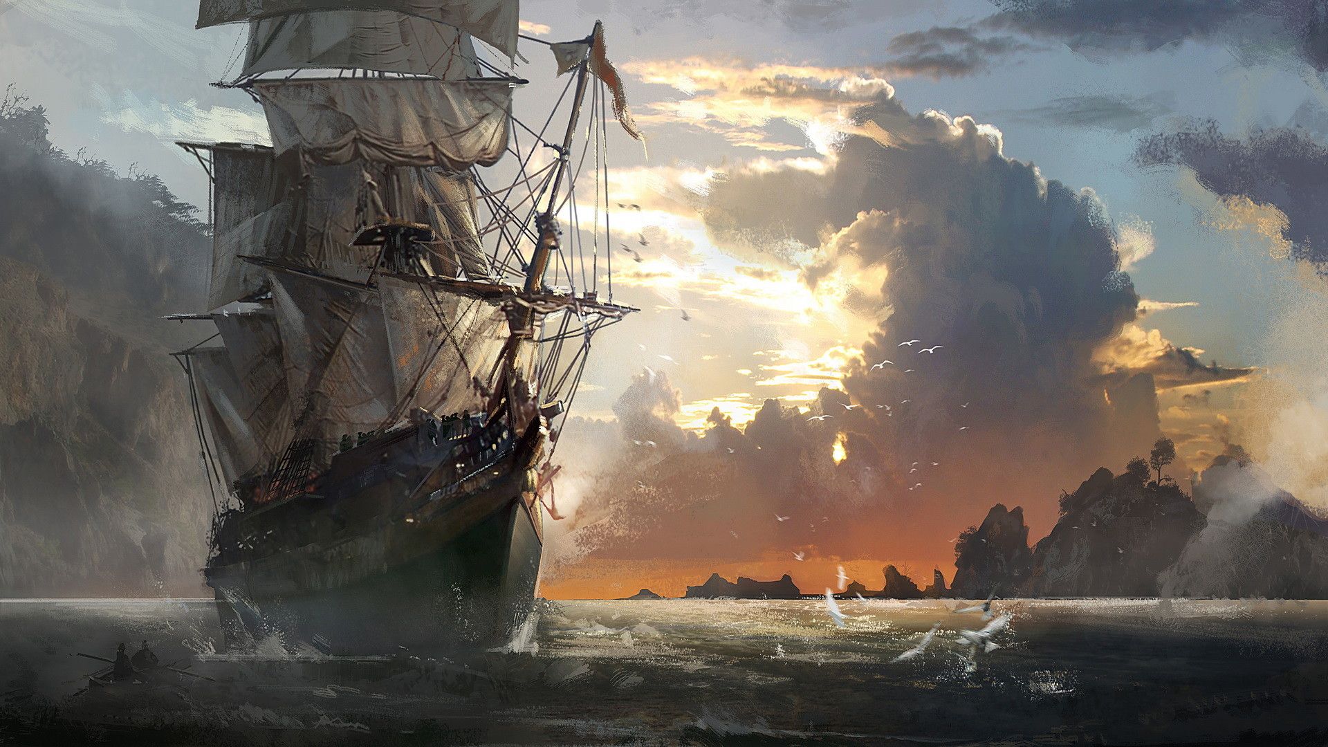 Pirate ship sailing in the ocean - Pirate
