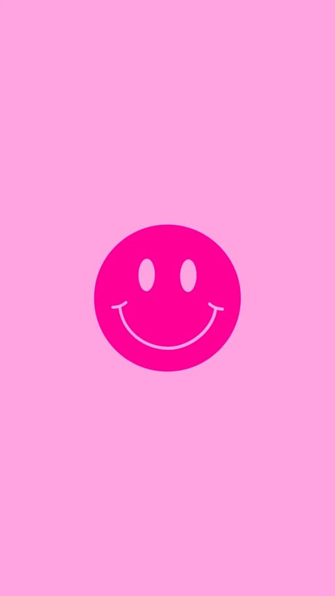 A pink smiley face on a pink background - Smile, Smiley