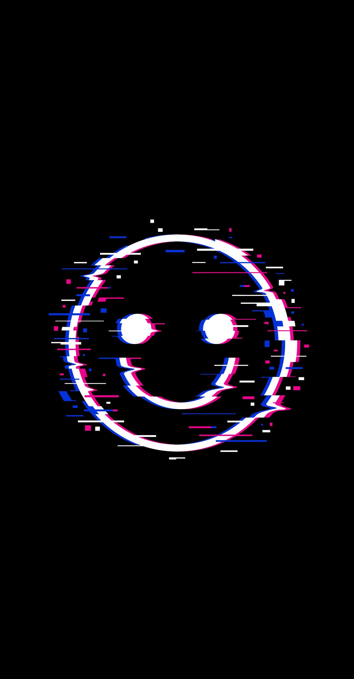 A black and white image of an animated smiley face - Smile