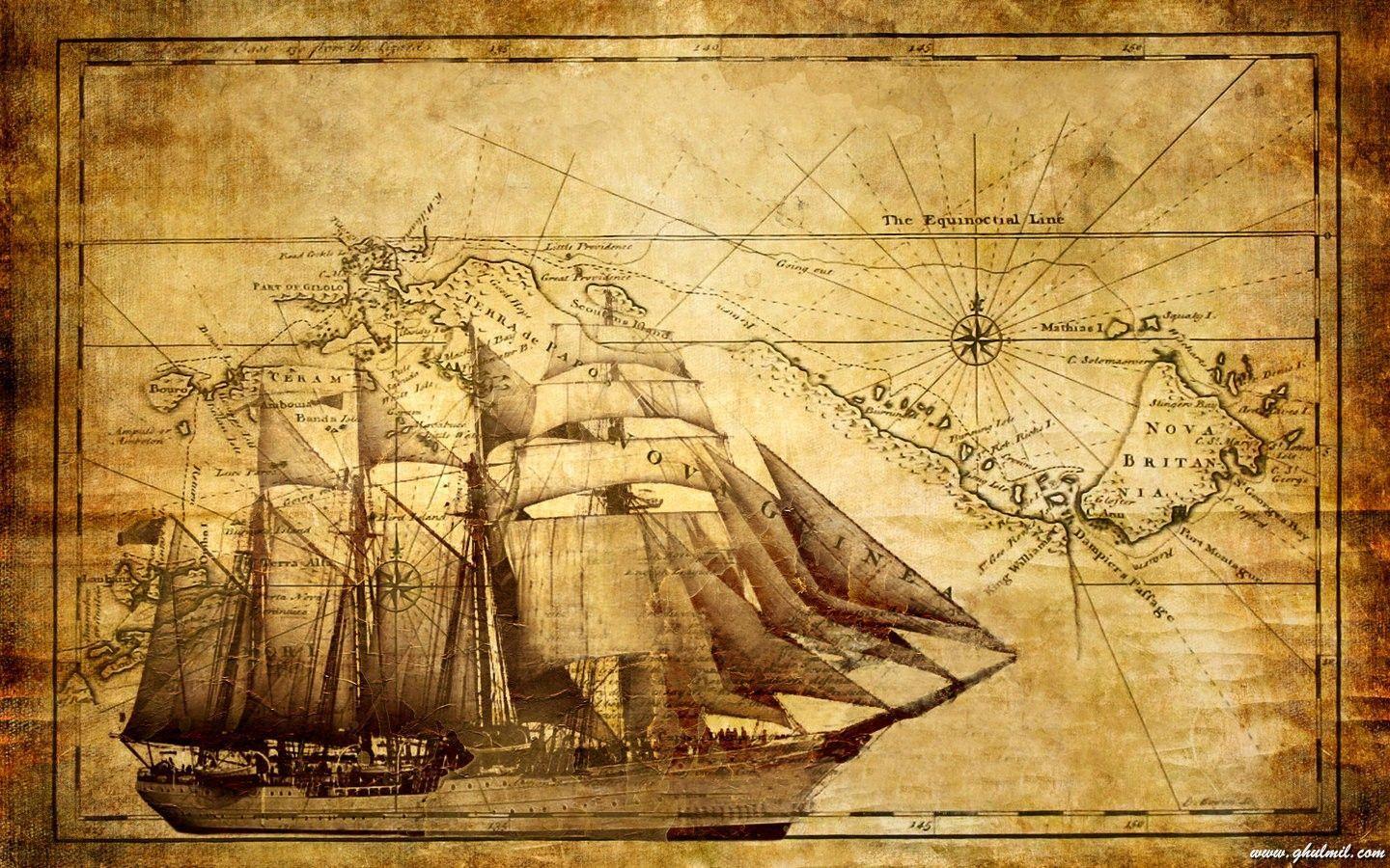Old map with a ship on it - Pirate