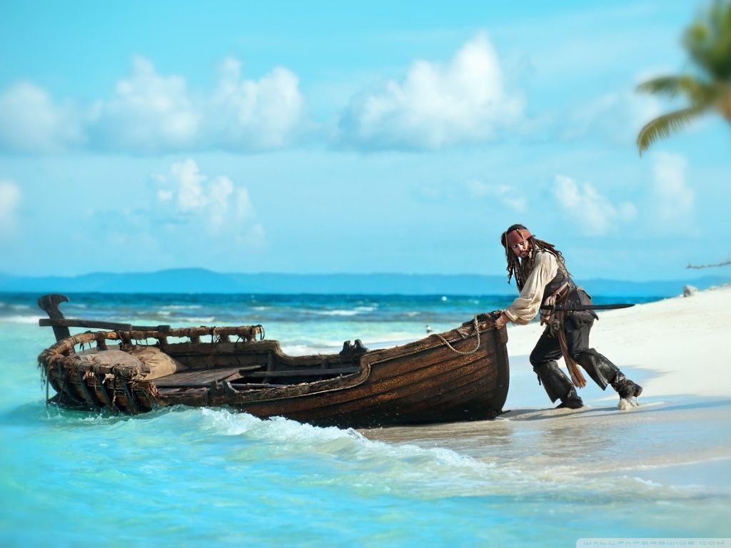 Jack Sparrow and his boat on the beach - Pirate