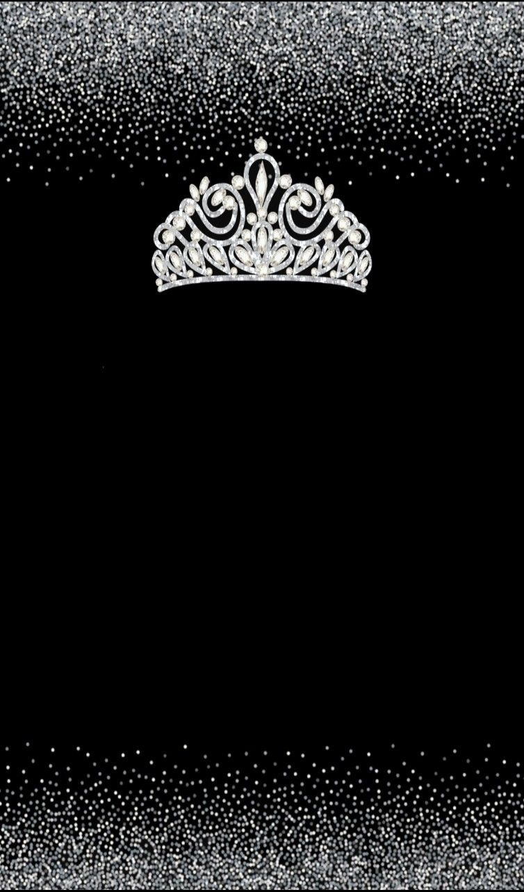 Black background with silver sparkles and a tiara - Crown
