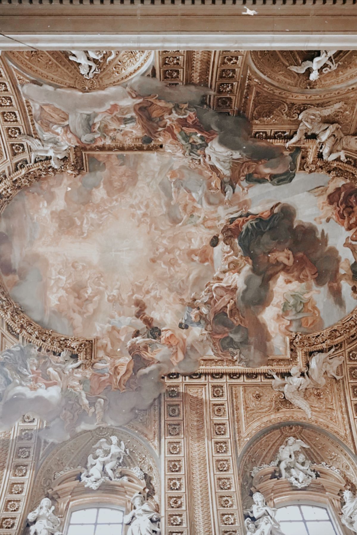 A painting of the last judgment is painted on the ceiling of a church. - Royalcore