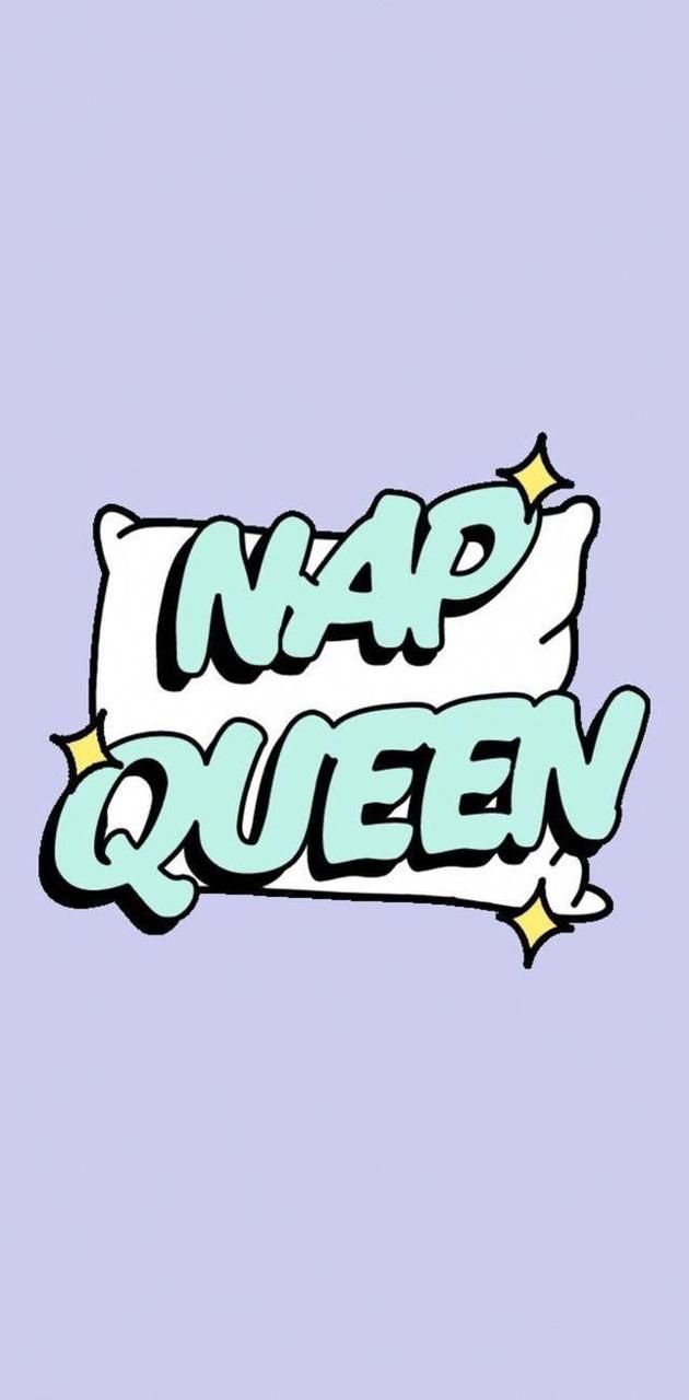 Nap Queen phone wallpaper with a purple background - 