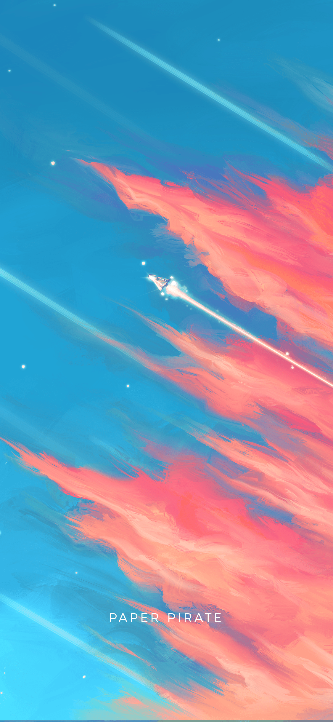 A painting of the sky with stars and planes - Pirate