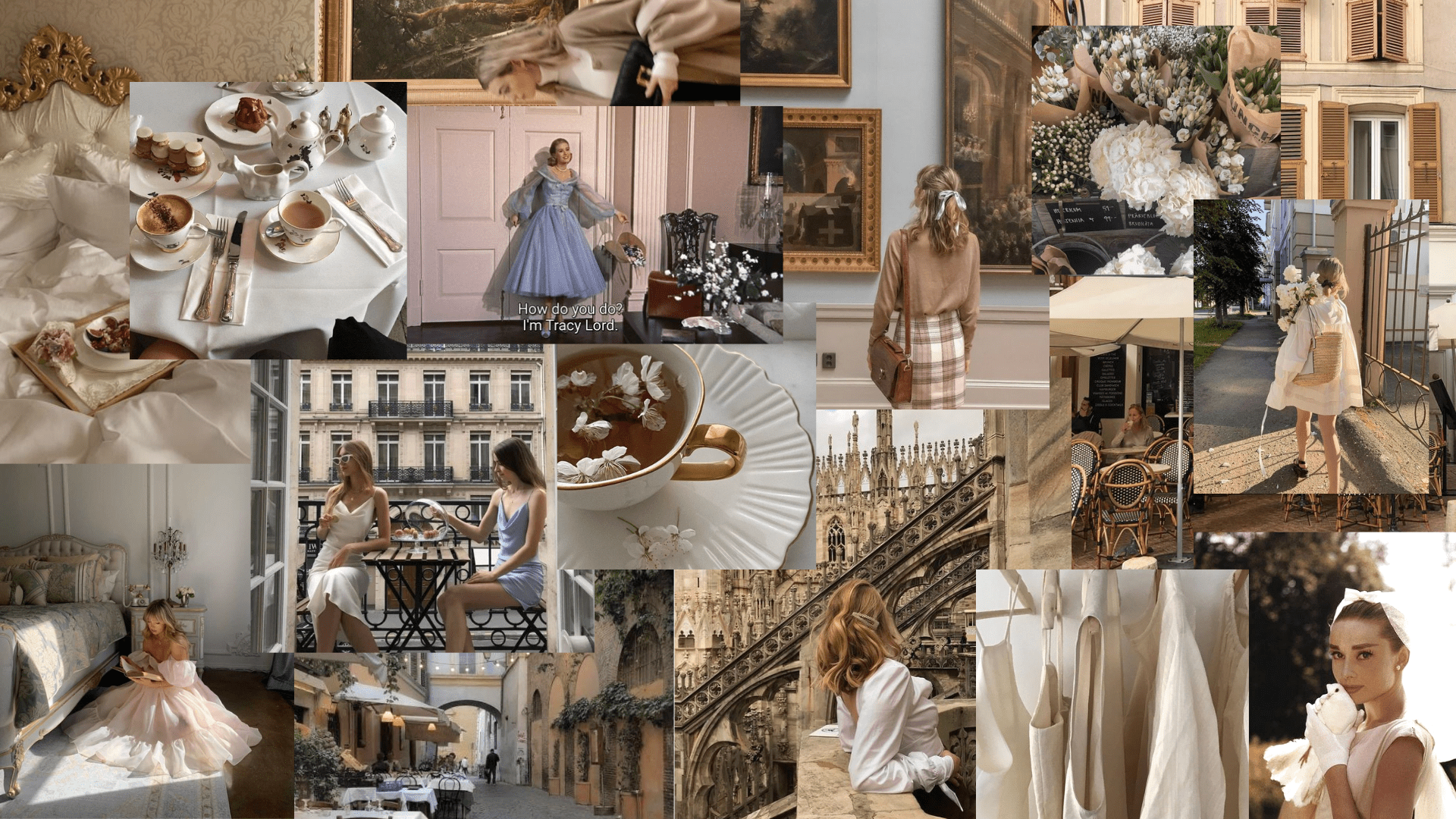 A collage of images of women in Paris, France. - Royalcore