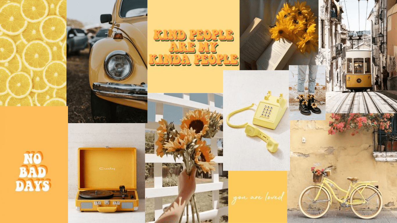 A collage of pictures with yellow flowers - Light yellow