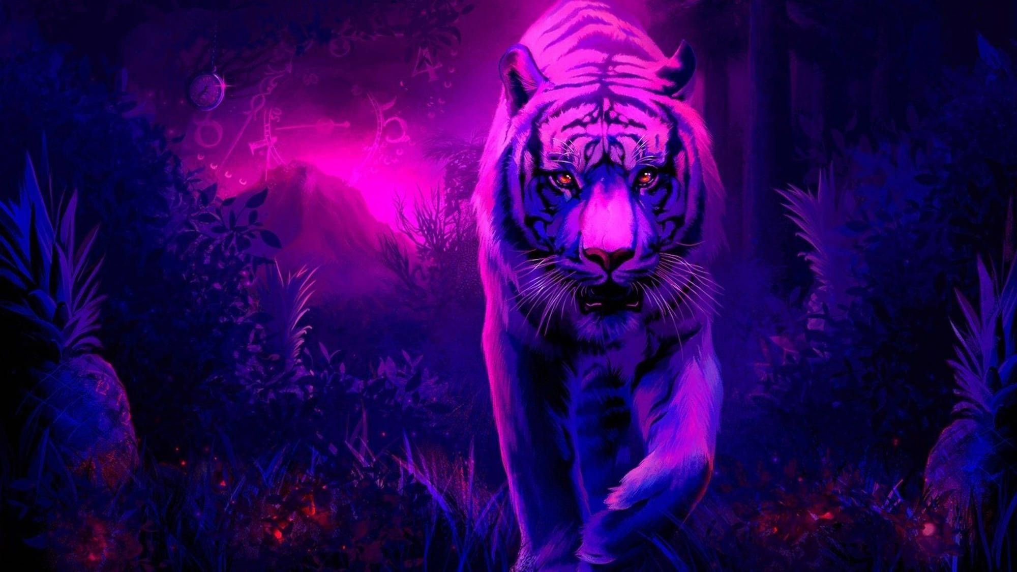 A purple tiger in the dark forest - Tiger