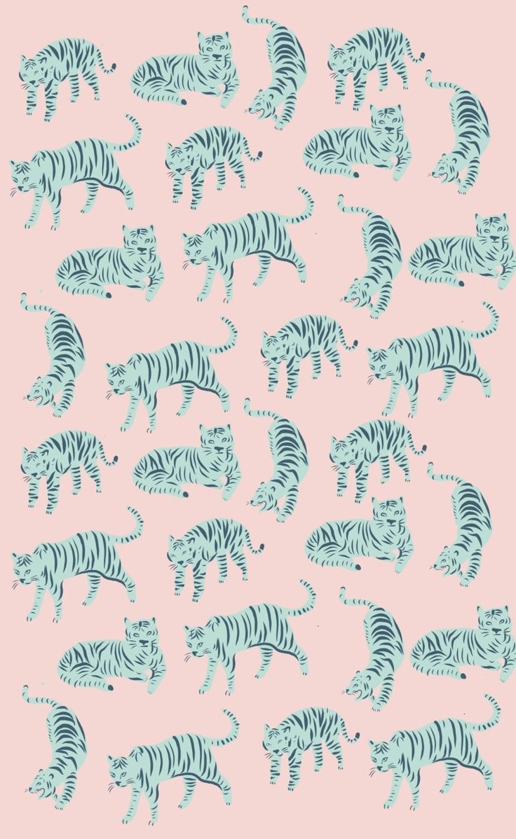 A pink and blue pattern of tigers - Tiger