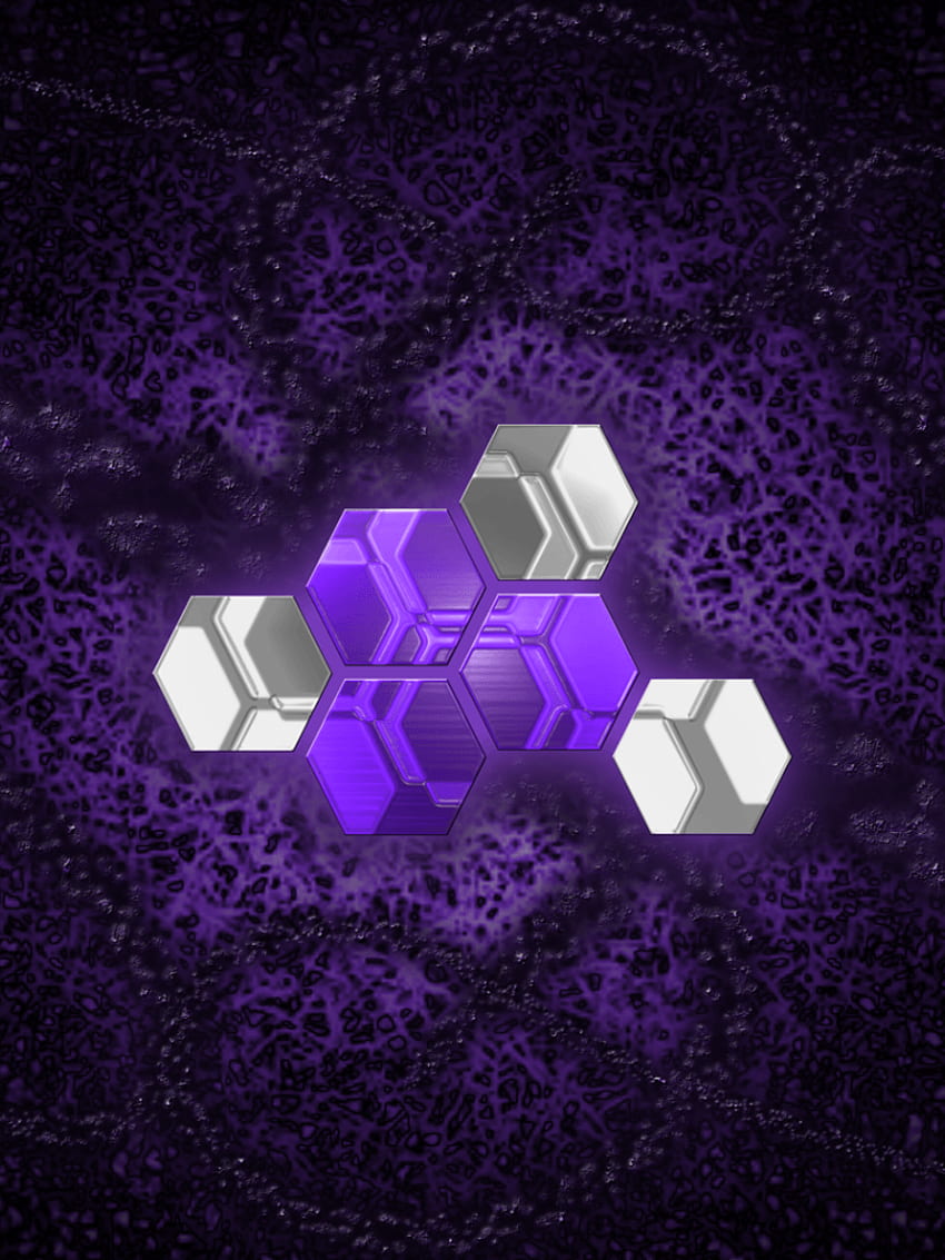 A purple and white image of three hexagons - Indigo