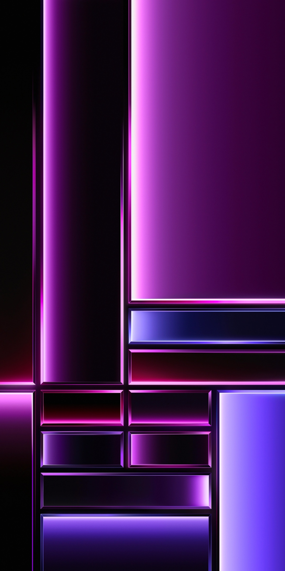 An abstract image of a purple and blue neon lit wall - Magenta