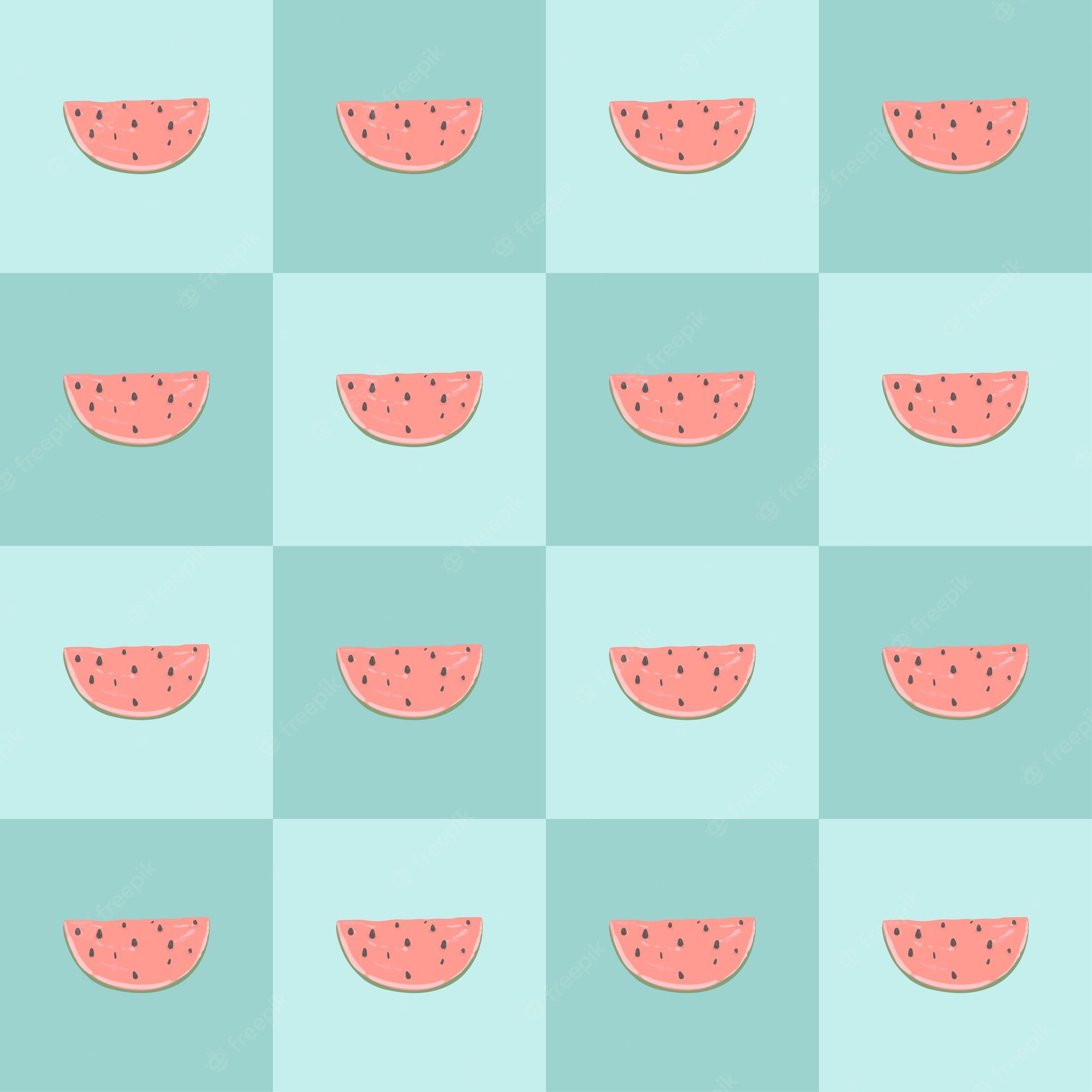 A pattern of watermelon slices on a blue background - Watermelon