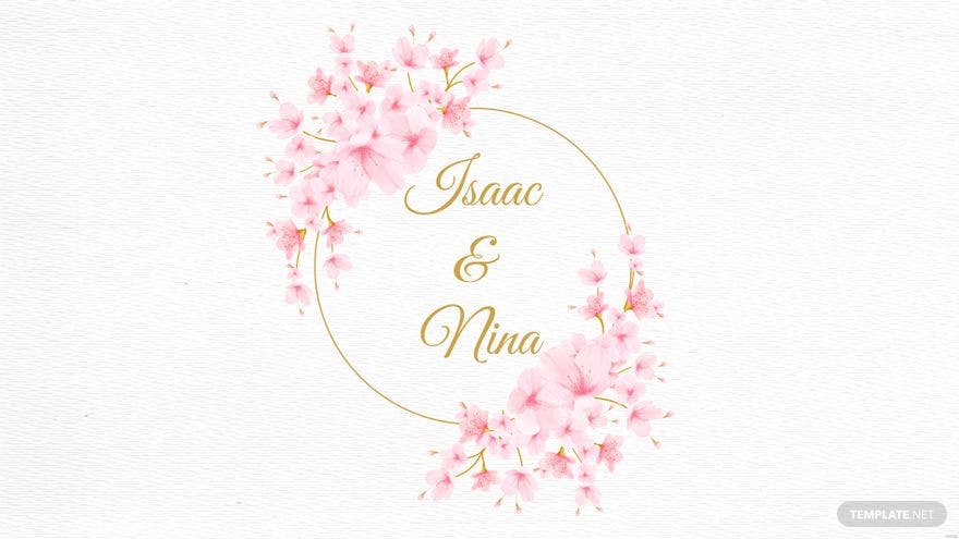 A wedding logo with pink flowers and gold text. - Wedding