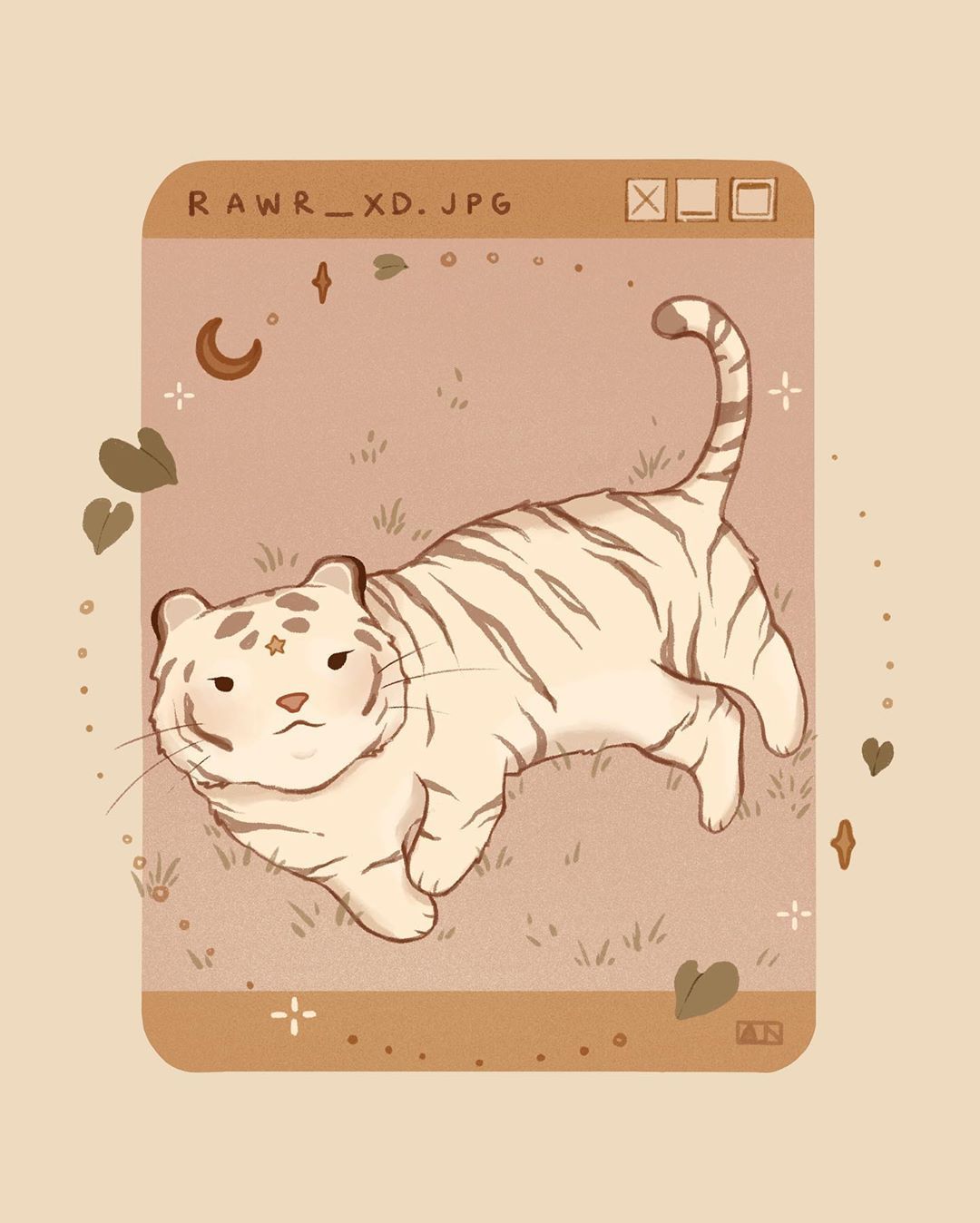 Illustration of a white tiger in a digital frame - Tiger