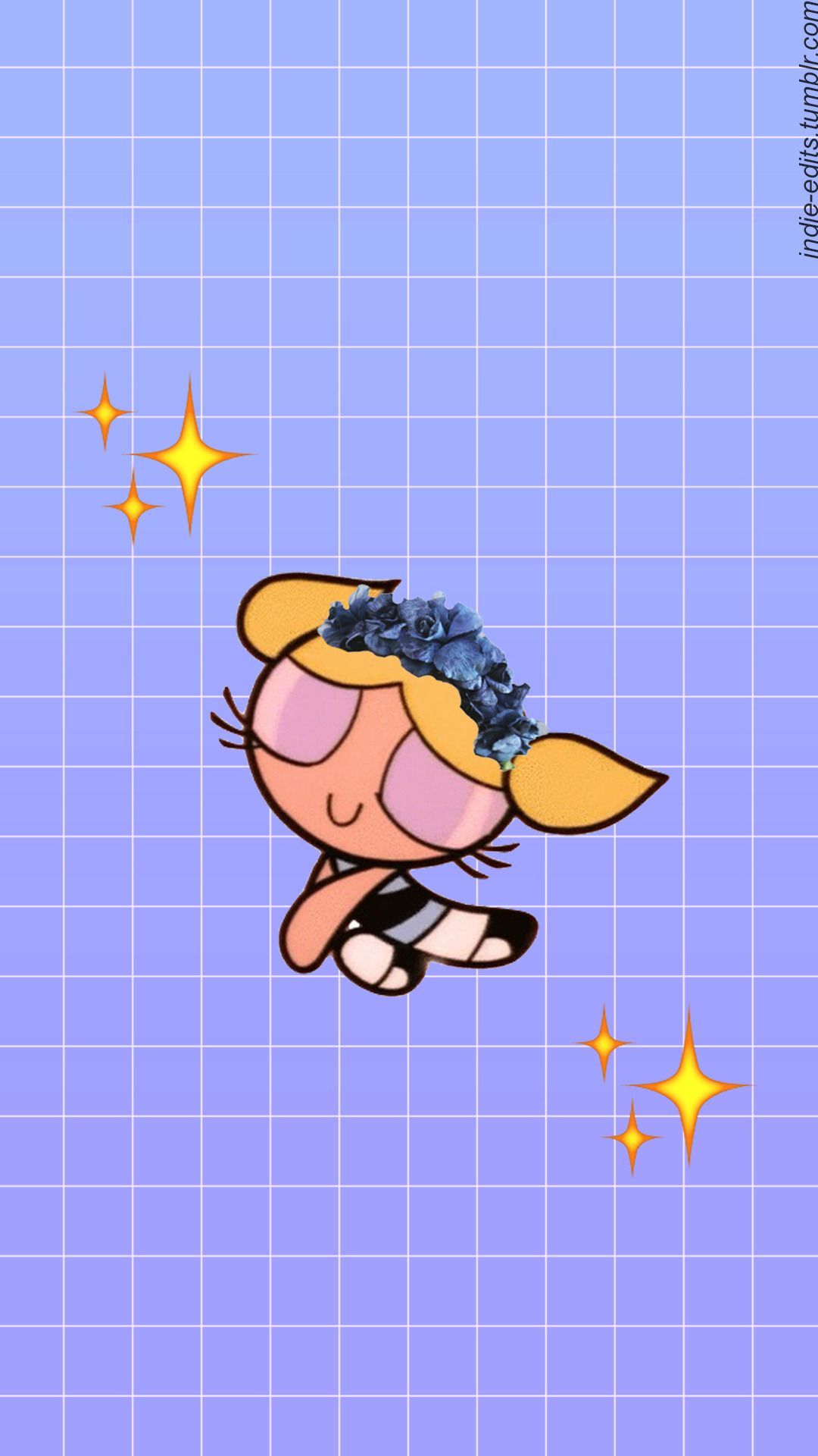A cartoon character with stars in the background - The Powerpuff Girls