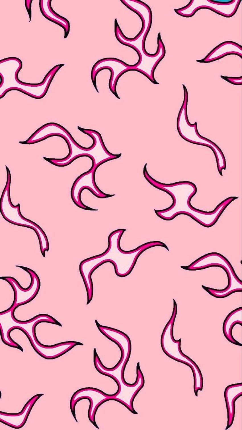 A pink background with black and white designs - Flames
