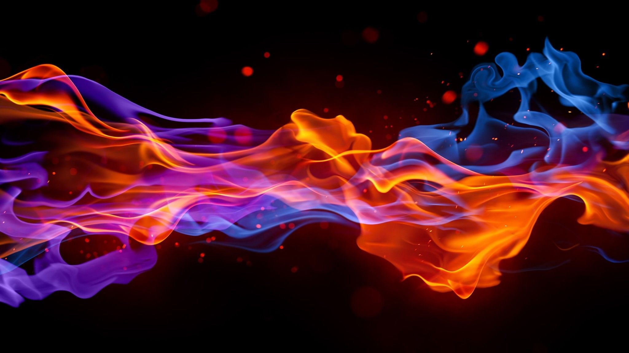 A firey wallpaper with a colorful twist. - Flames, fire